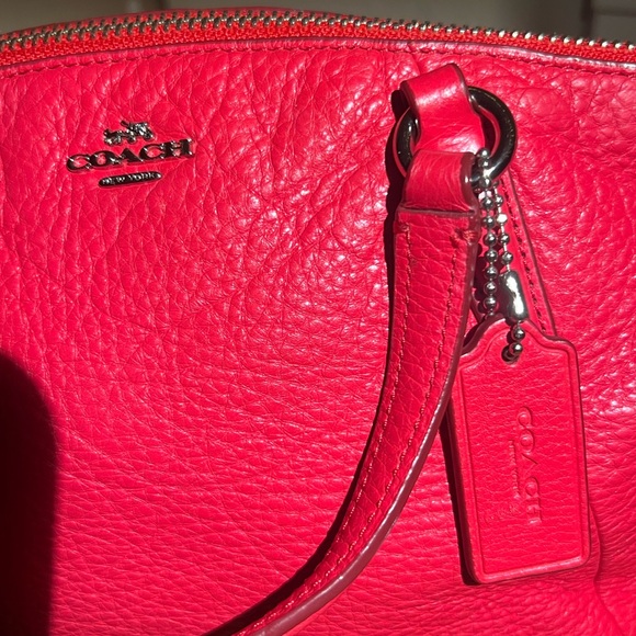 Coach red leather handbag and crossbody w/ gold accents - great condition - Picture 2 of 8